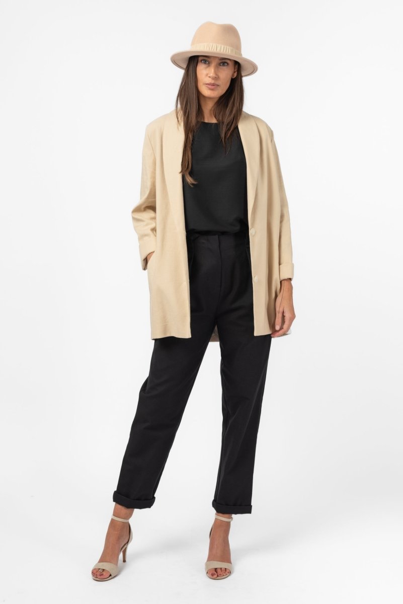 NNIstudio - FEDORA Filzhut - Sand - S (55 - 56 cm) - 