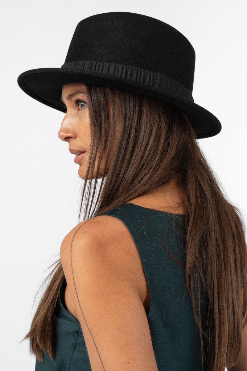 NNIstudio - FEDORA Filzhut - Schwarz - S (55 - 56 cm) - 