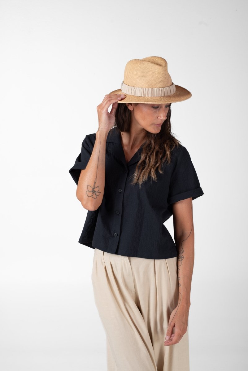 NNIstudio - FEDORA Strohhut - Sand - S (55 - 56 cm) - 