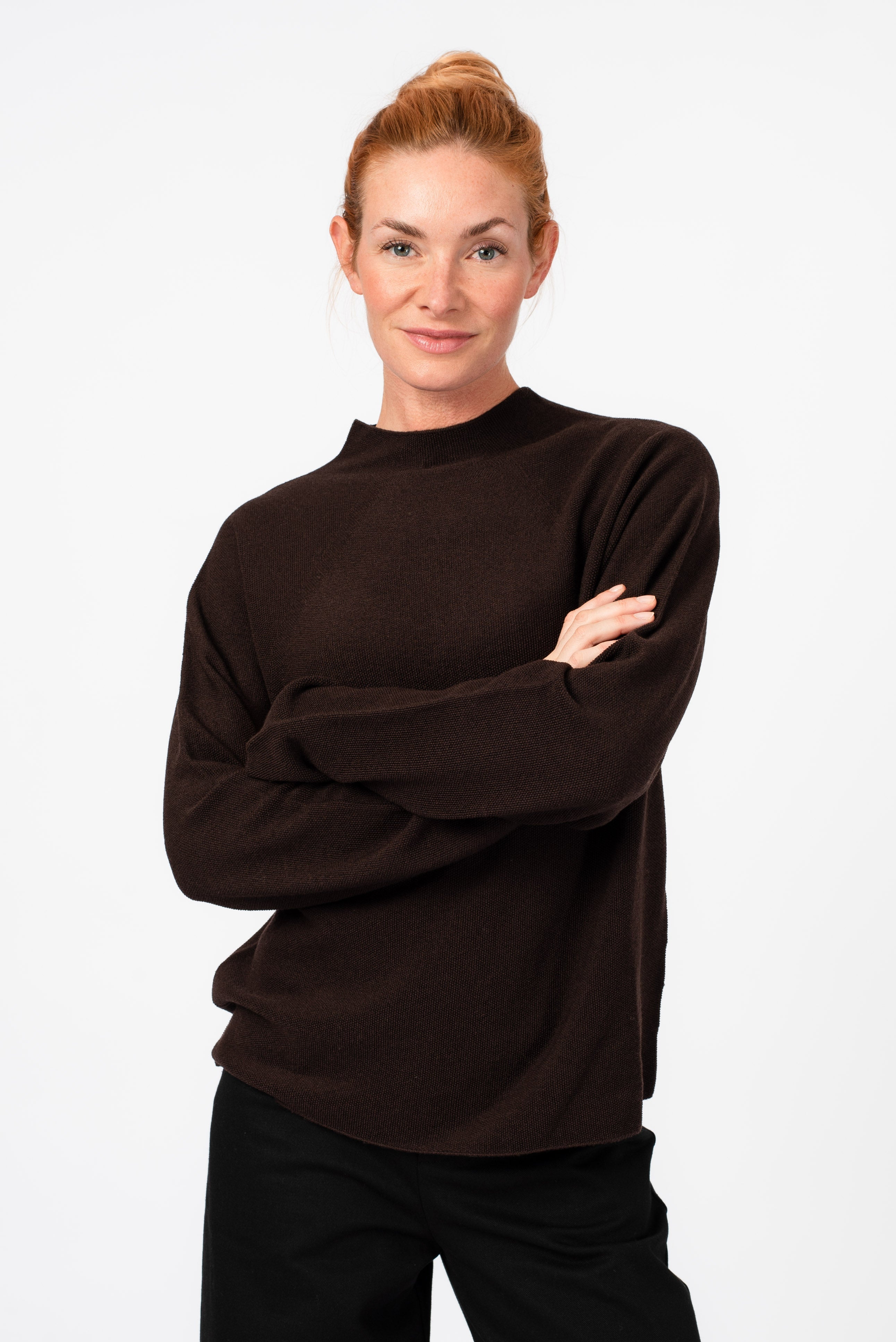 NNIstudio - HALFWAY Strick-Pullover - Apricot - XS cropped fit -