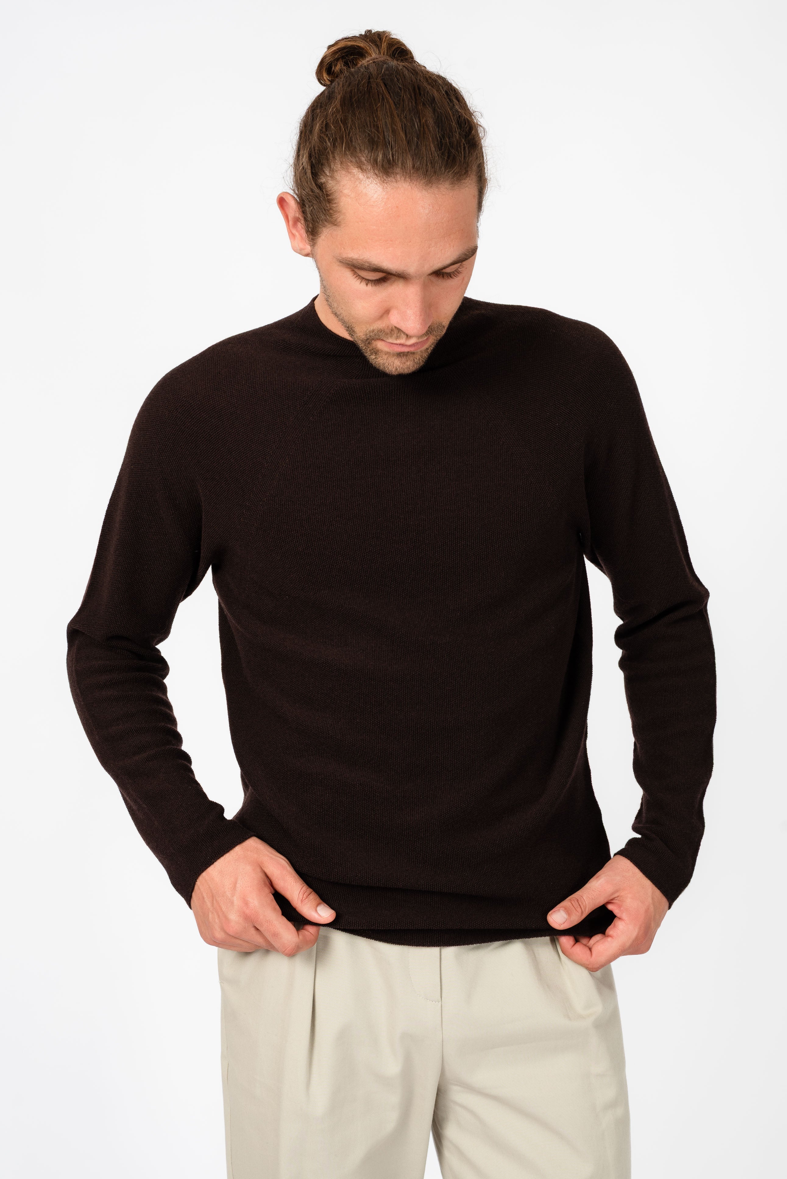 NNIstudio - HALFWAY Strick-Pullover - Chocolate Brown - XS -