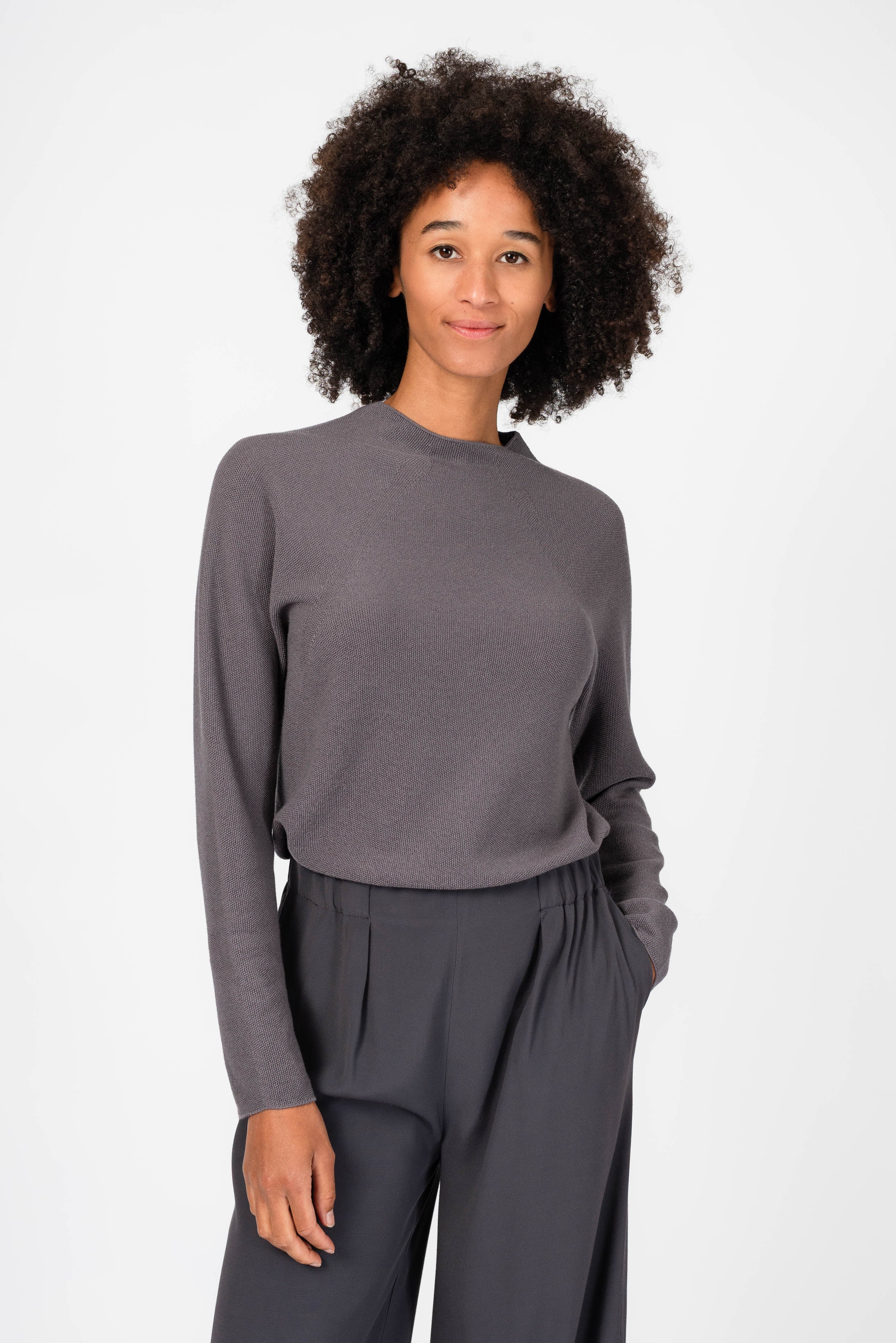 NNIstudio - HALFWAY Strick-Pullover - Purple Ash - XS cropped fit -
