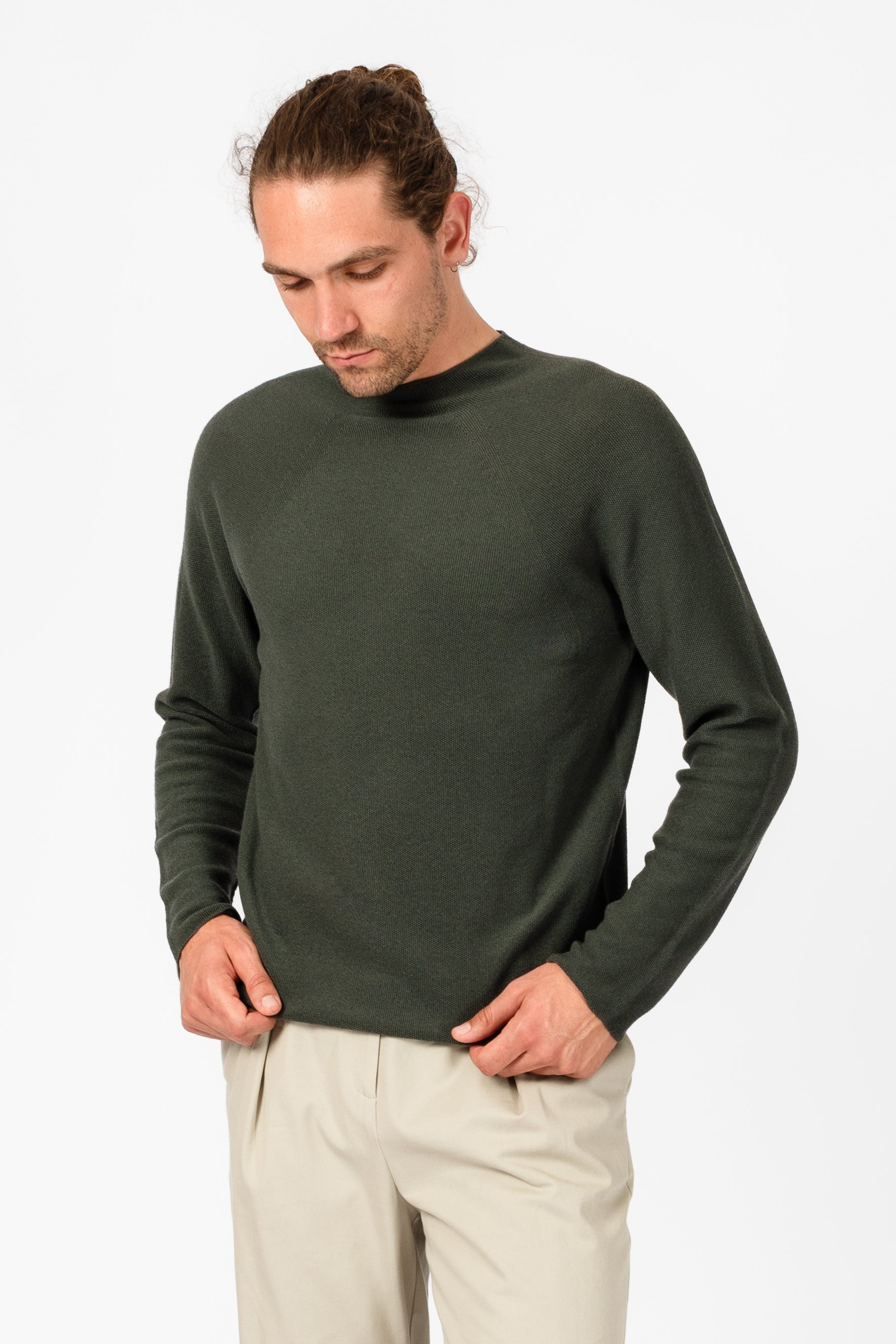 NNIstudio - HALFWAY Strick-Pullover - Schwarzgrün Melange - XS -