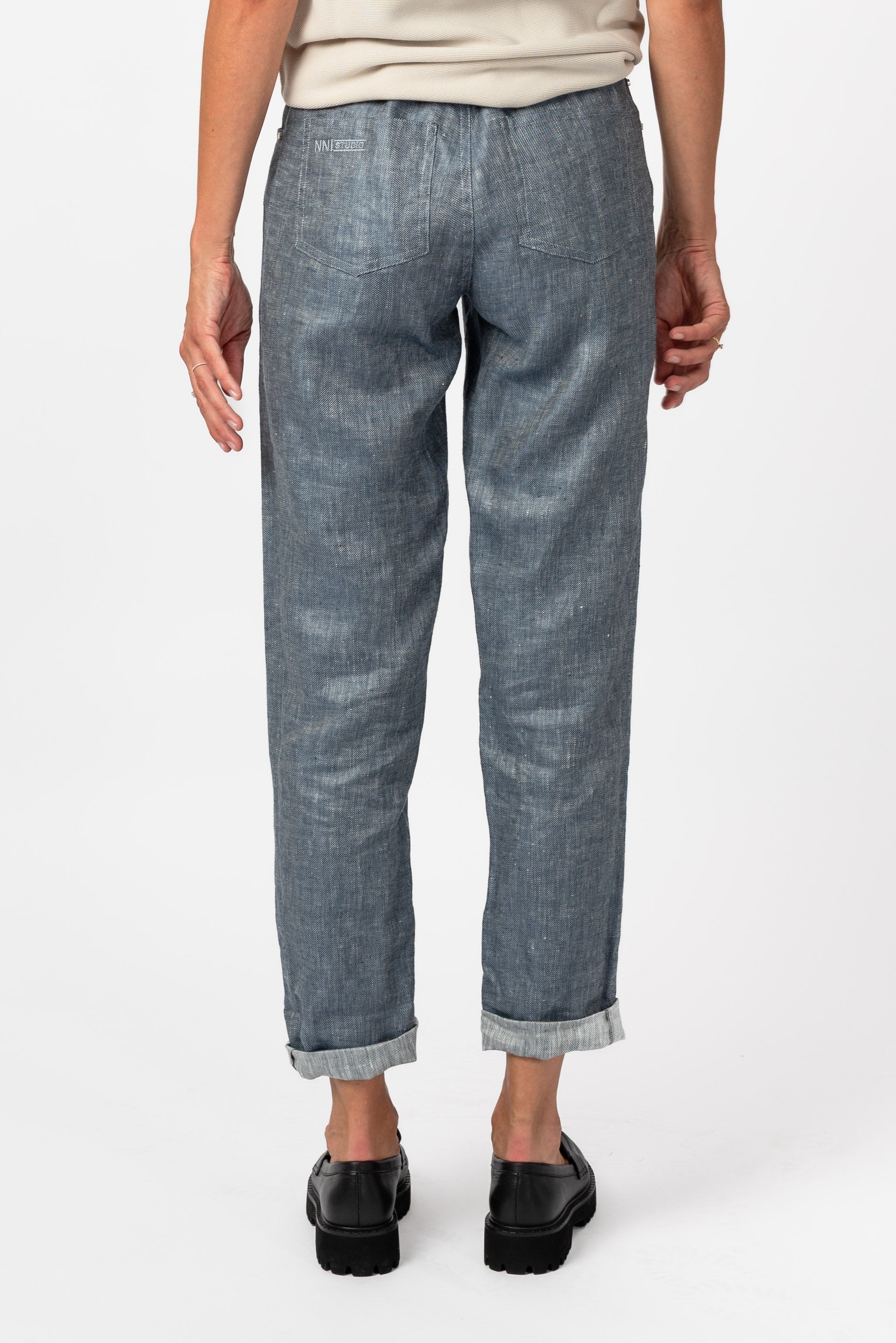 NNIstudio - LAB I JEANS Hose Leinen - Dusty Blue - XXS - 