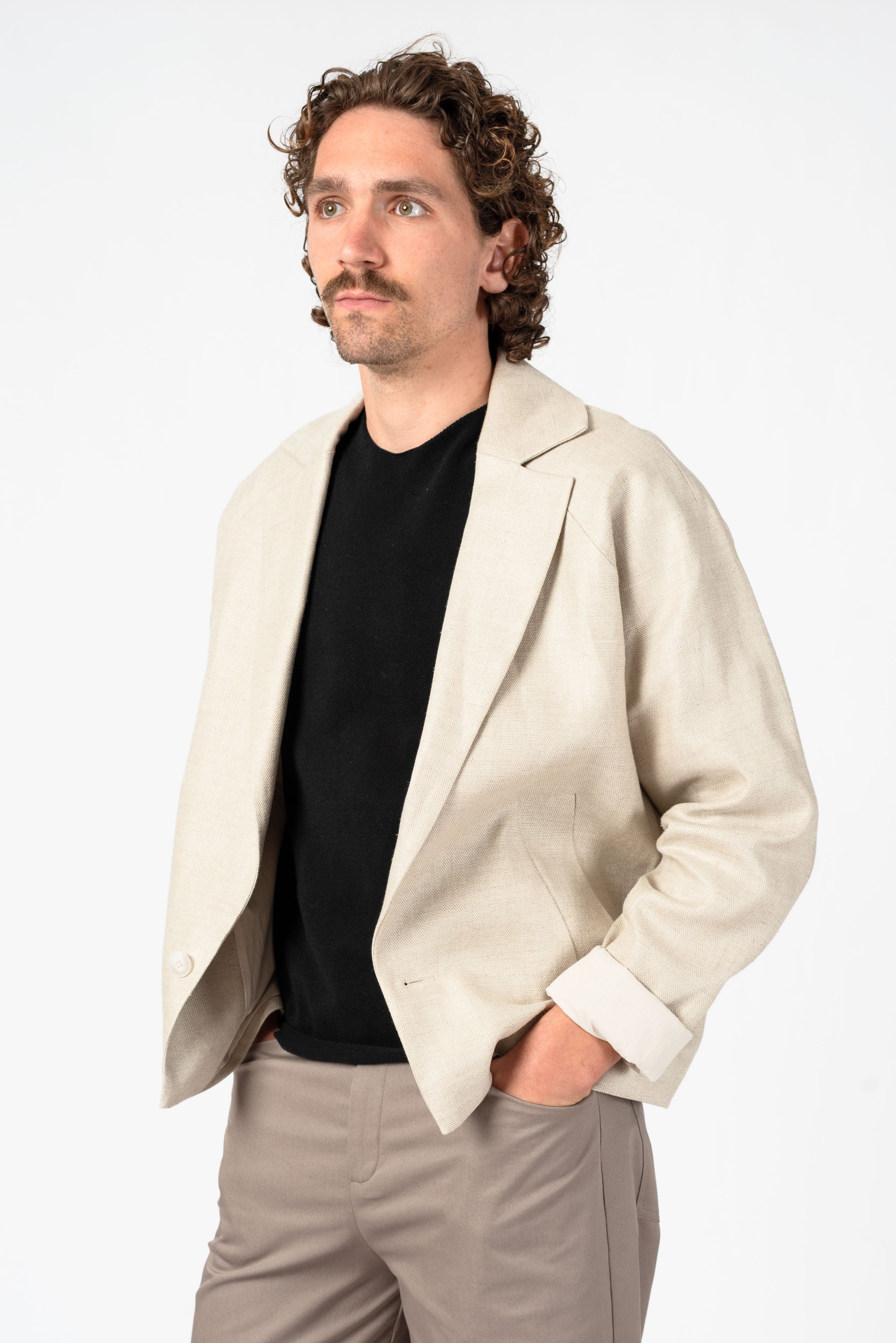 NNIstudio - LINED Jacke Linen - Seed Pearl - XS - 