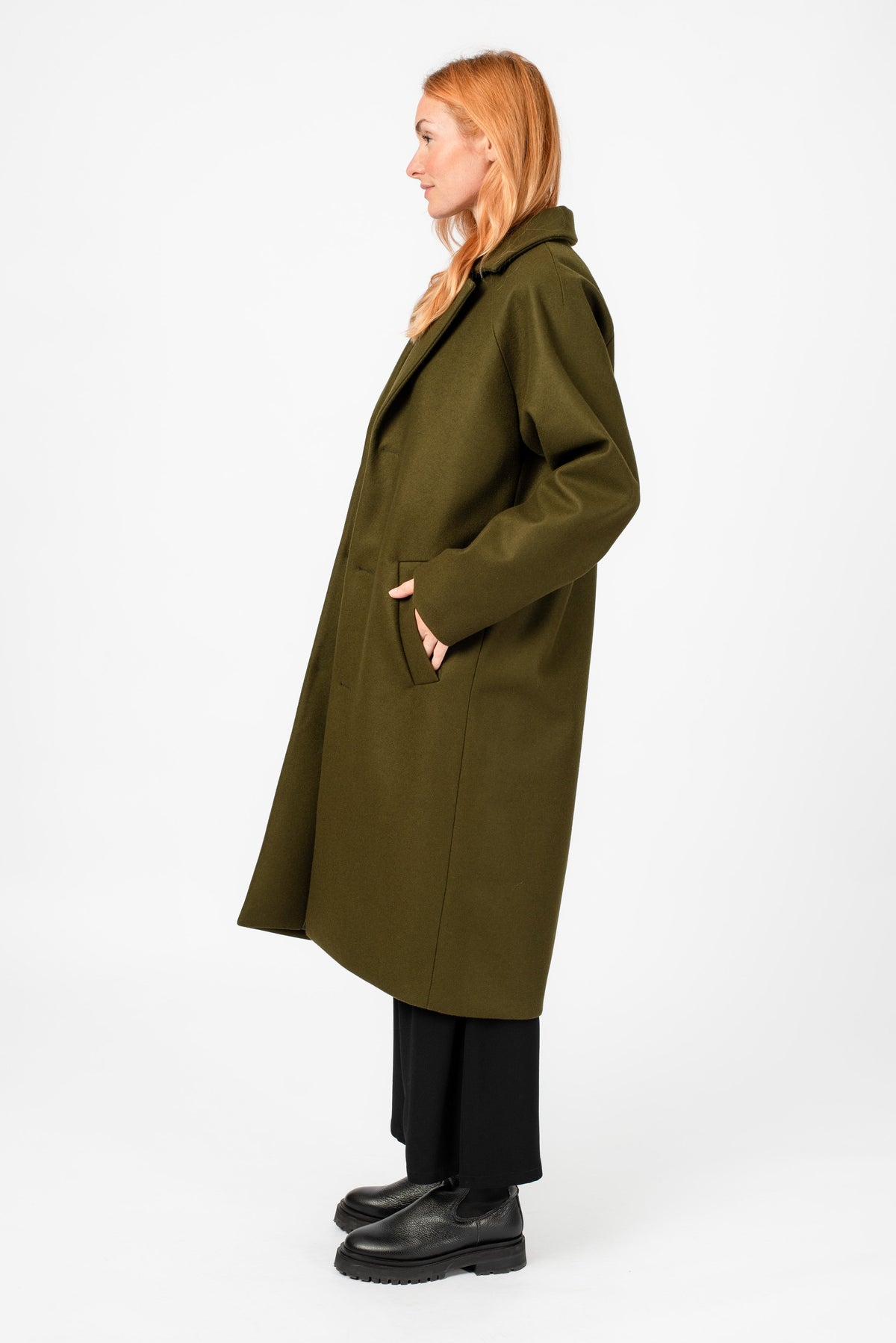 NNIstudio - LONGCOAT Wool - Dark Olive - XS -