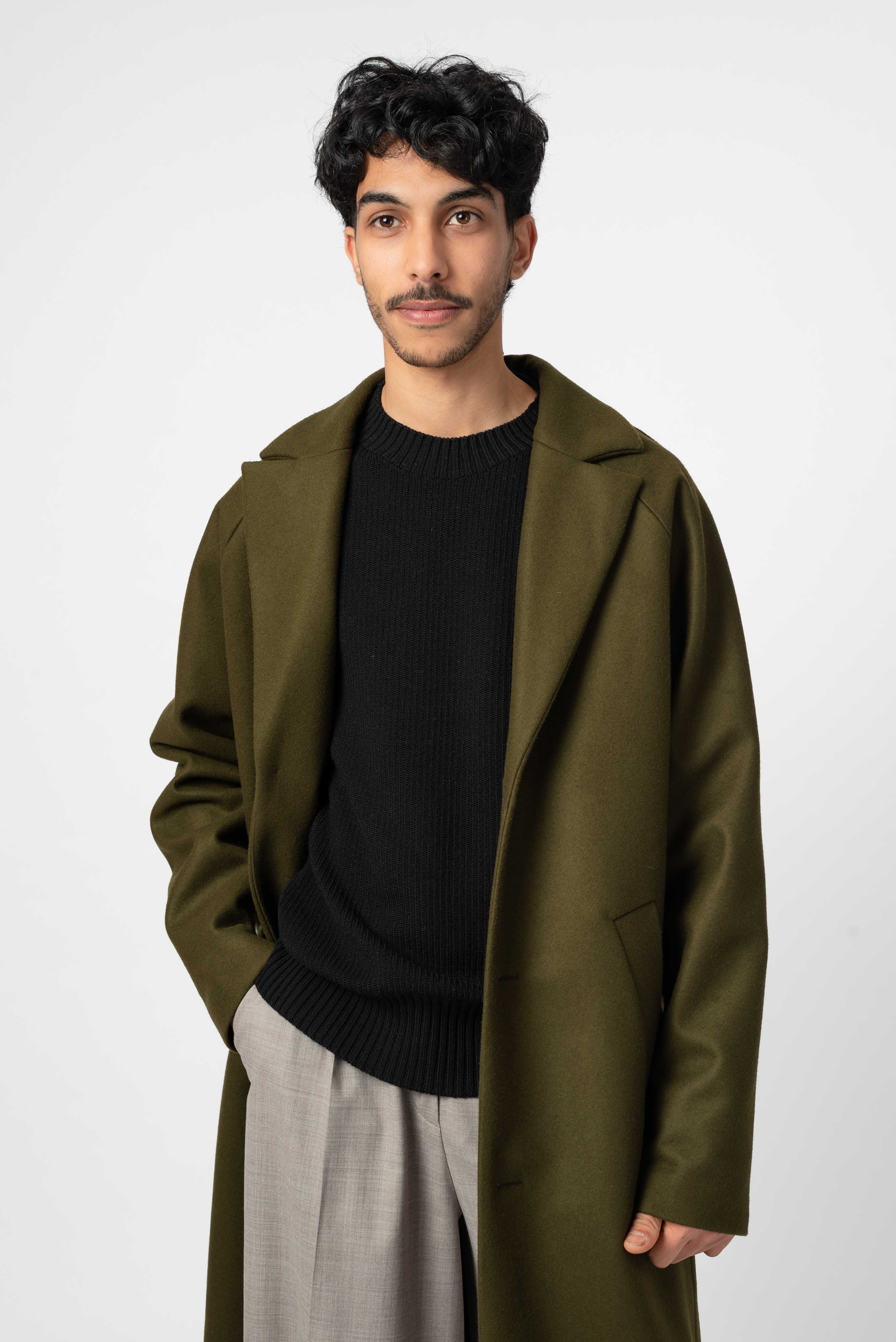 NNIstudio - LONGCOAT Wool - Dark Olive - S - 