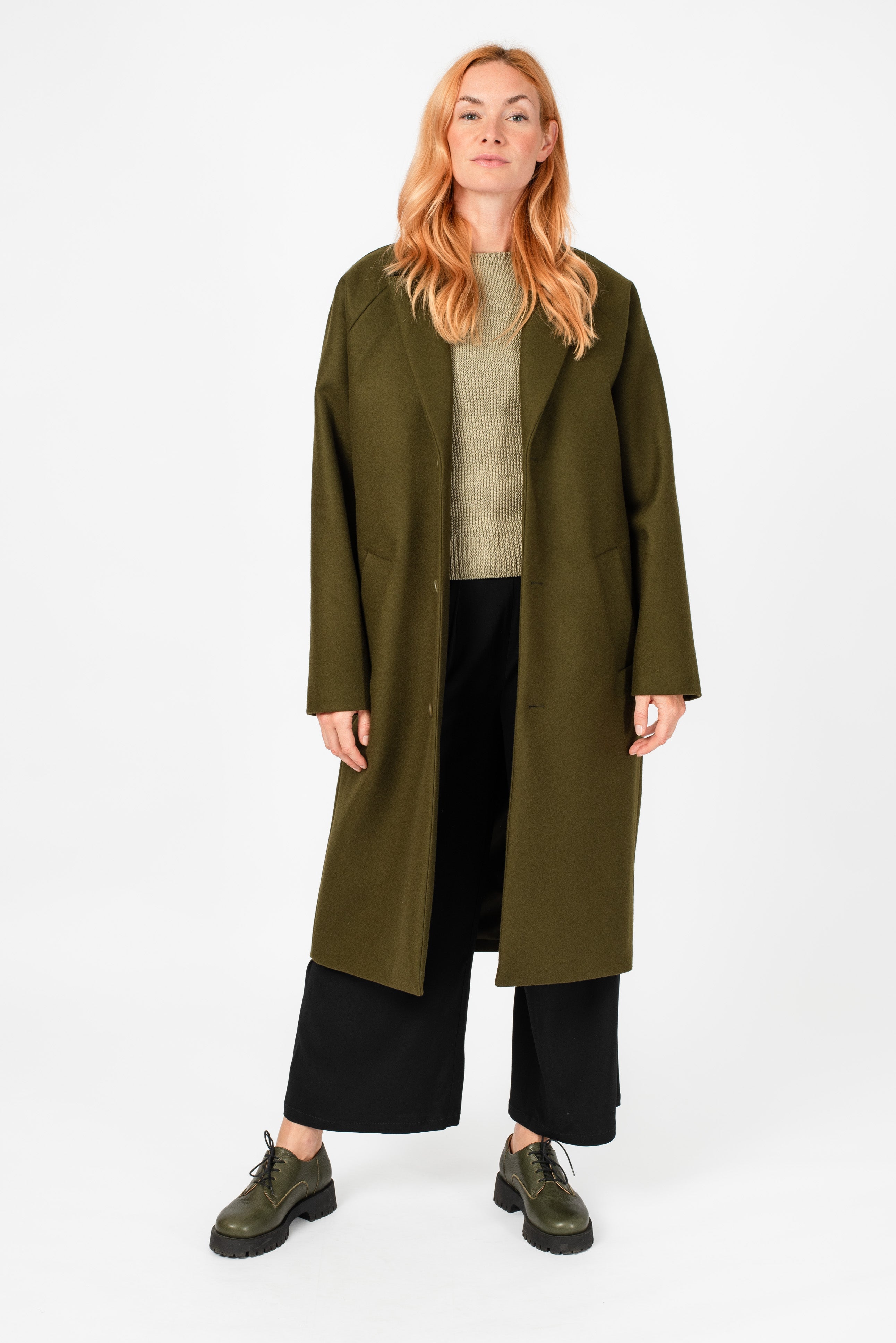 NNIstudio - LONGCOAT Wool - Dark Olive - XS -