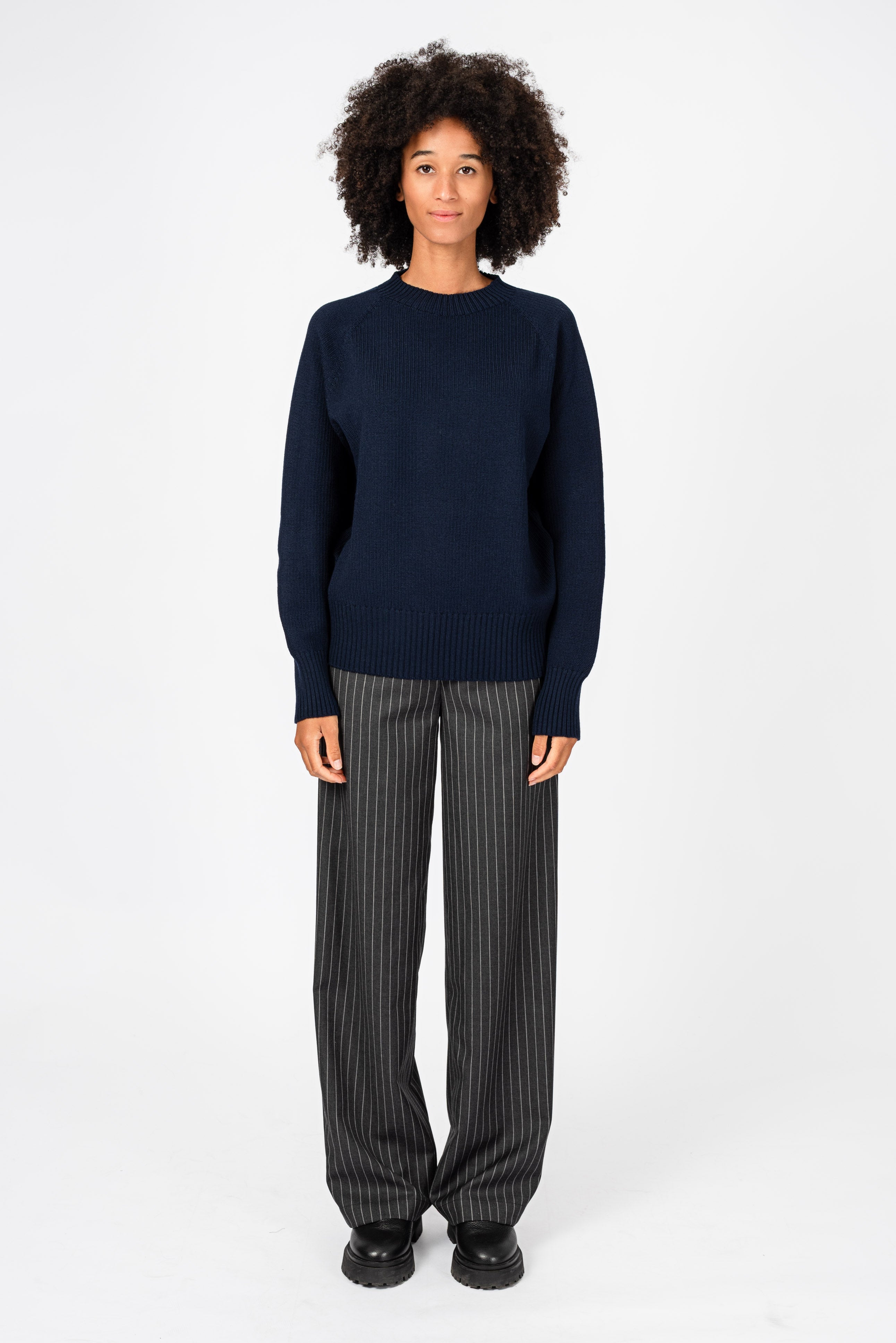 NNIstudio - MARLENE Hose Wool Striped - Anthracite Melange | Striped - XS -