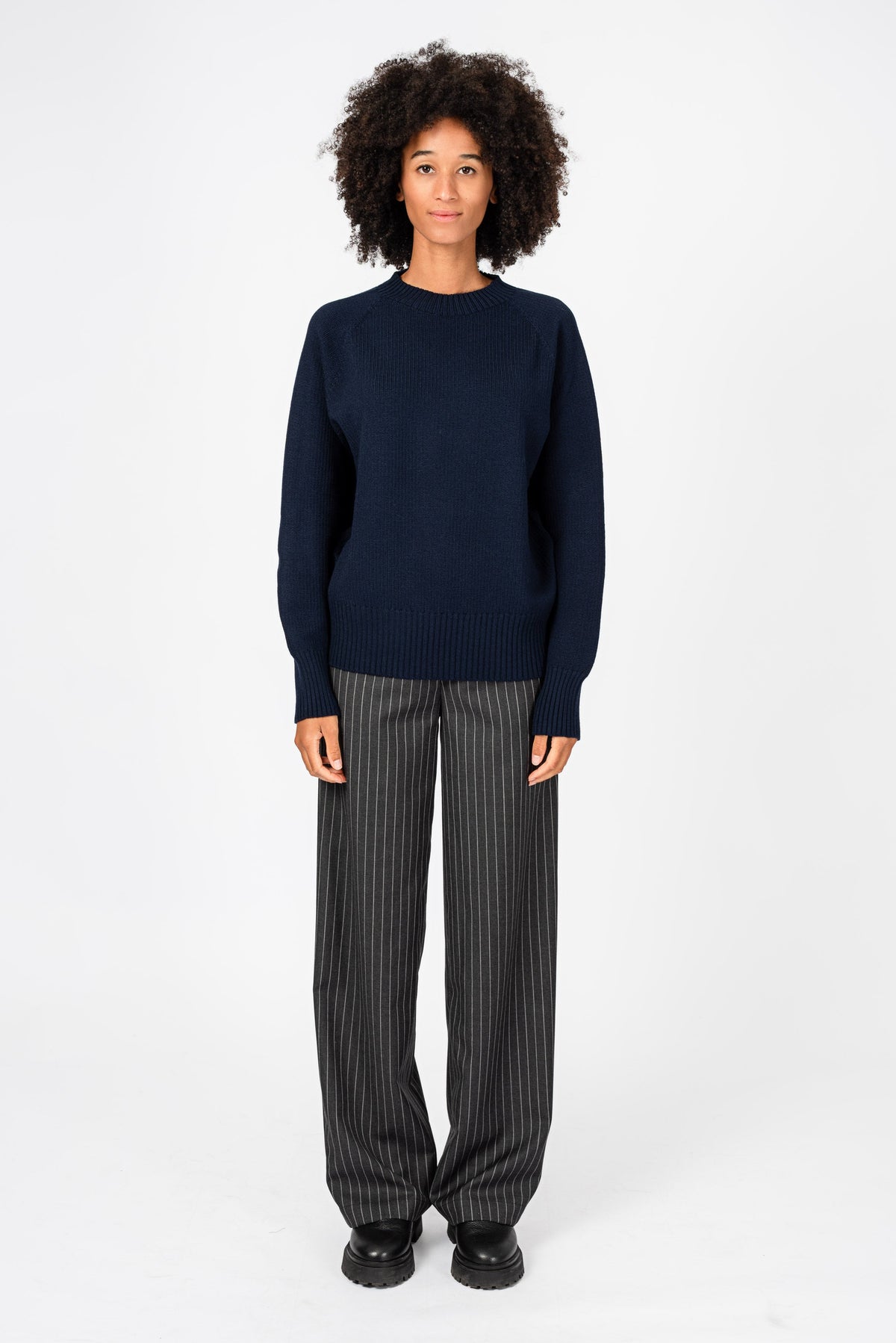 NNIstudio - MARLENE Hose Wool Striped - Anthracite Melange | Striped - XS -