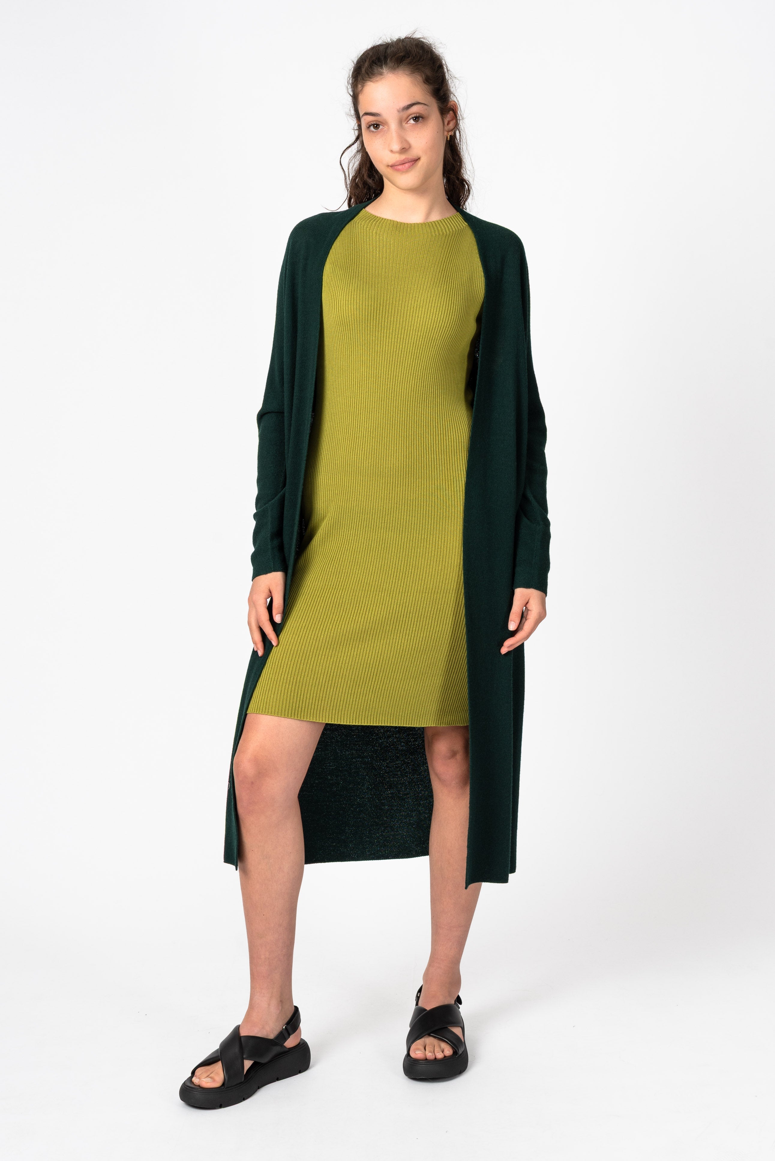 NNIstudio - NECKLINE Strick-Kleid - Moss Green - XS -