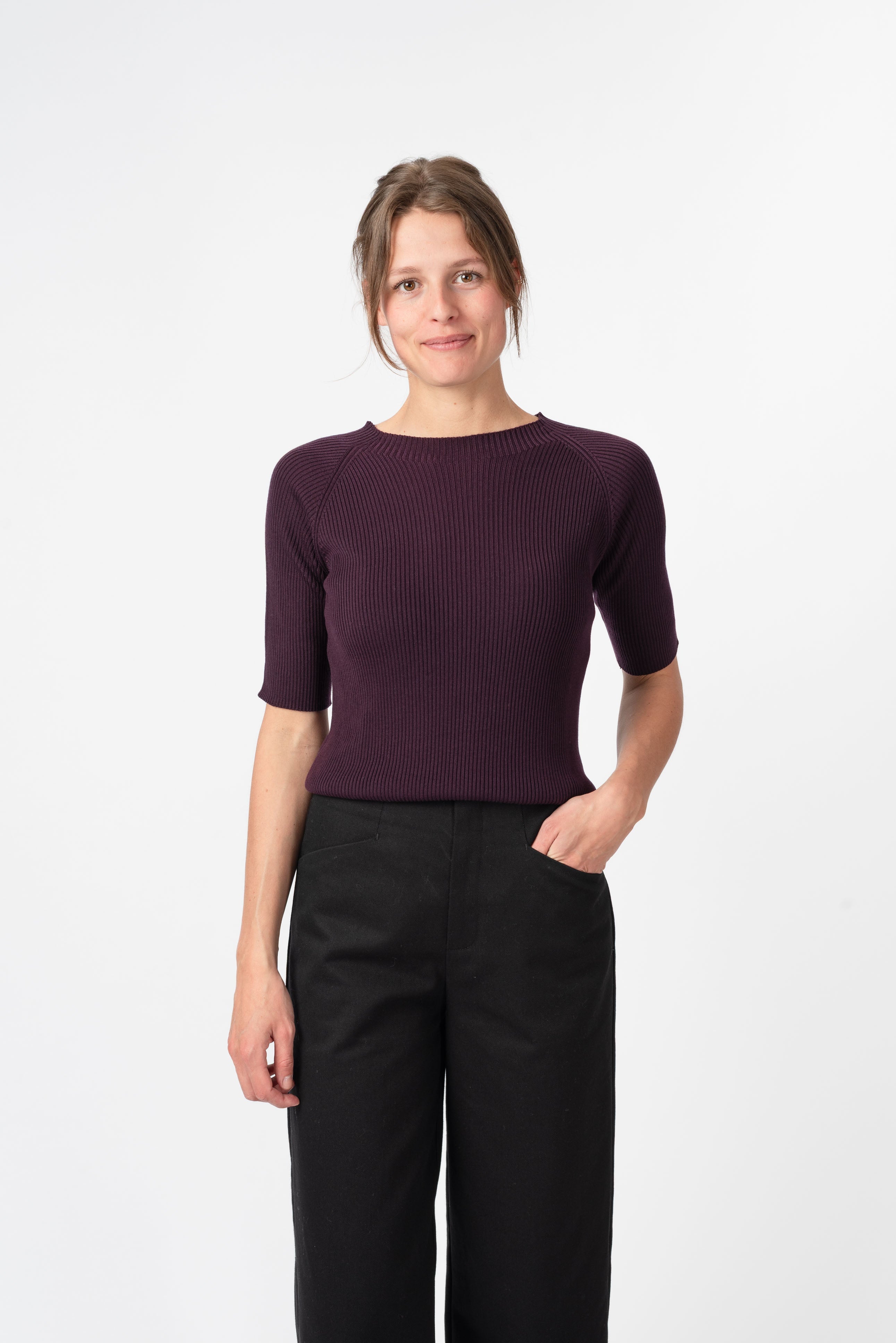 NNIstudio - NECKLINE Strick-Shirt Lyocell - Hunter Green - XS -