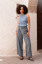 NNIstudio - NECKLINE Strick-Top Linen - Faded Denim - XS -