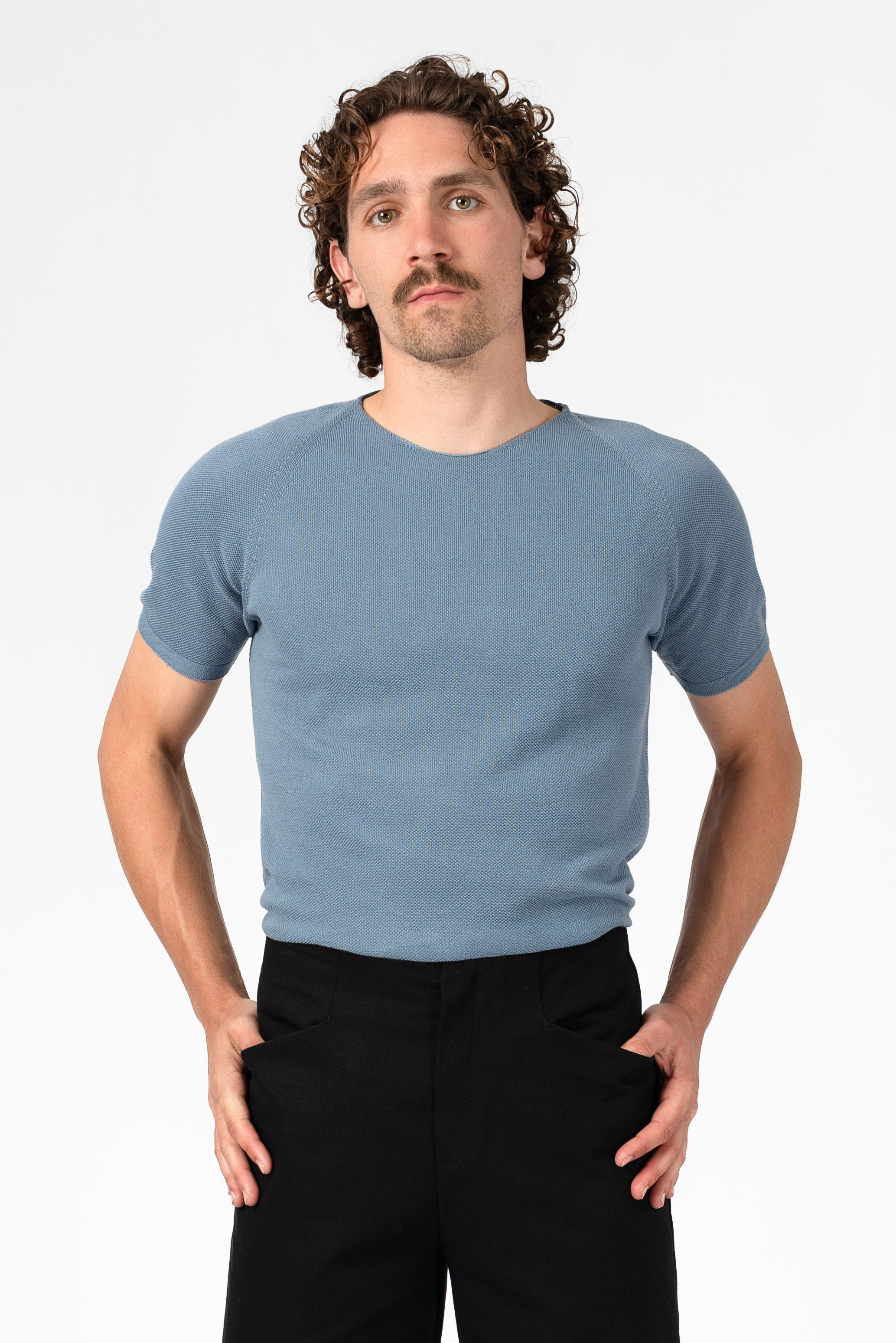 NNIstudio - NORM Strick - Shirt - Faded Denim - XS - 