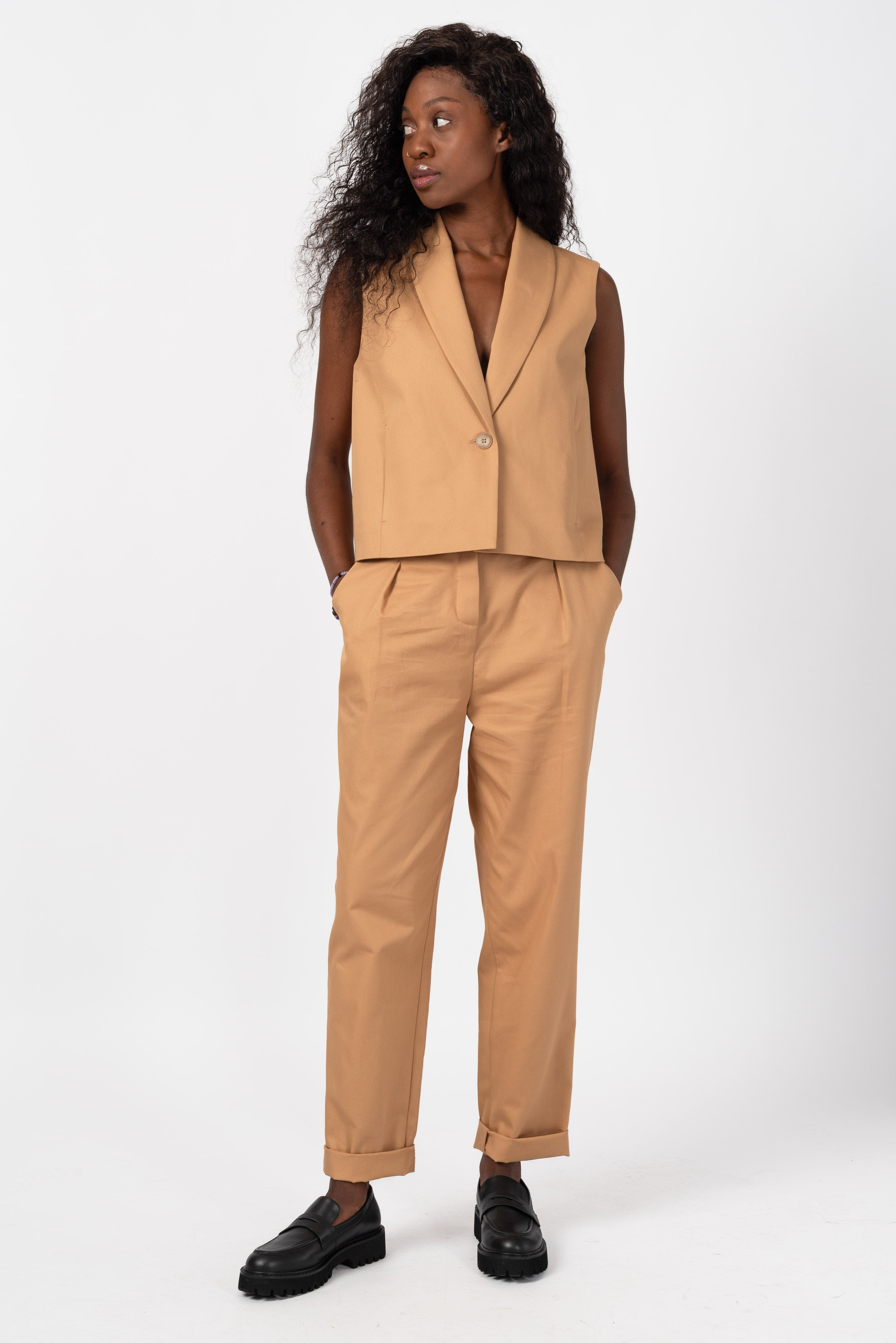 NNIstudio - OFFICE 2.0 Hose Cotton High - Camel - XXS - 