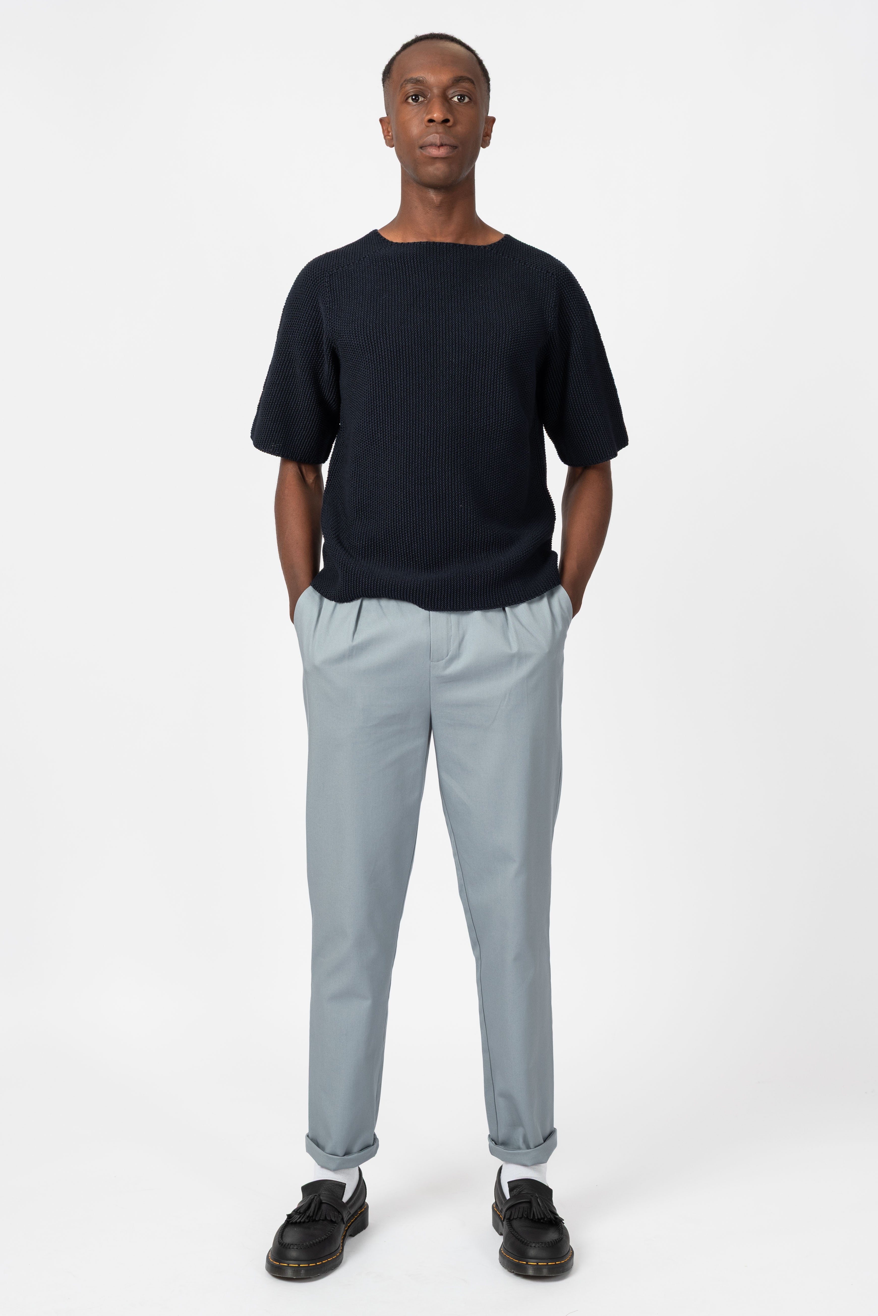 NNIstudio - OFFICE 2.0 Hose Cotton Low - Quarry Grey - Blue - XS - 