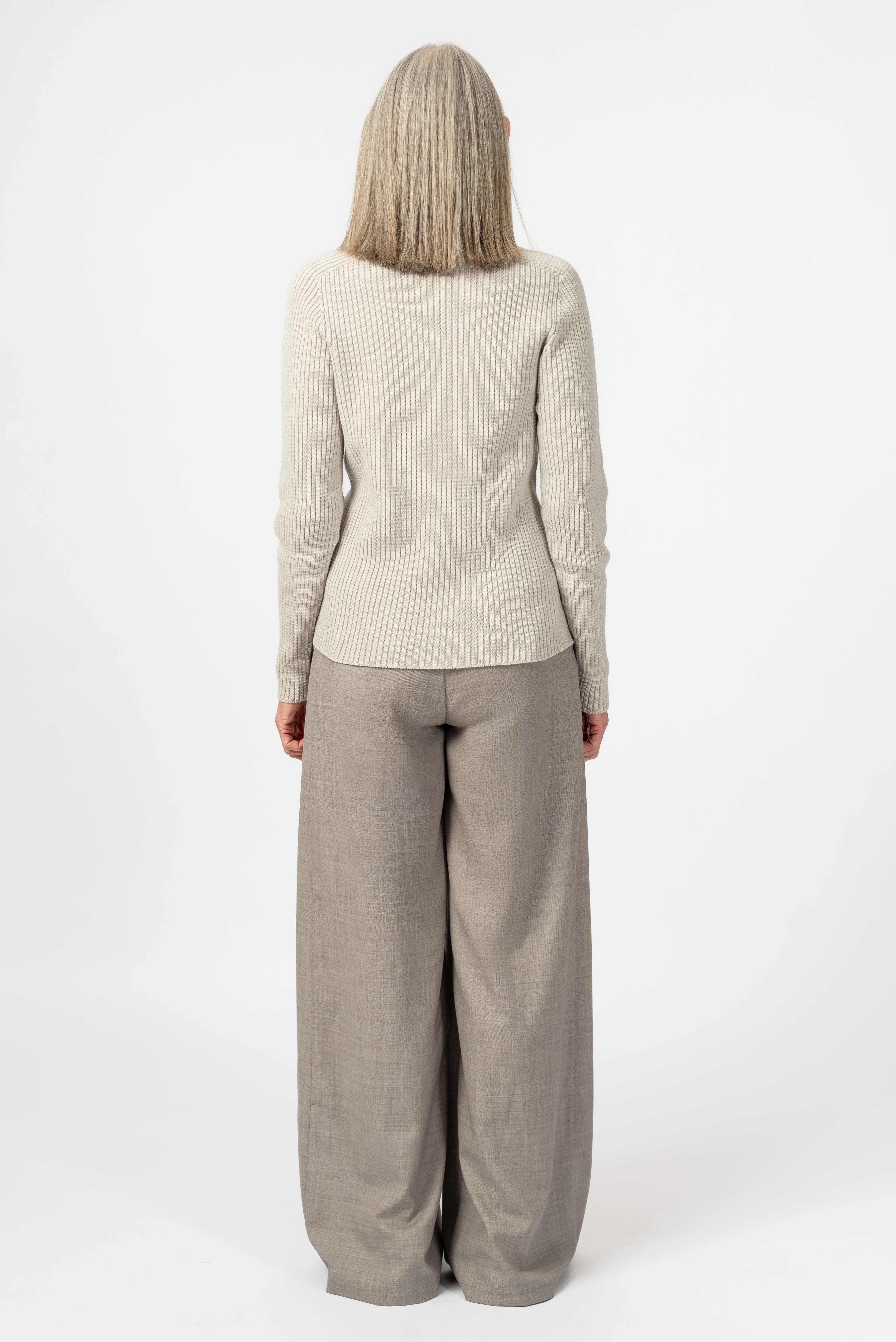 NNIstudio - PALAZZO Hose Wool - Taupe Grey (Fil à Fil) - XS - 