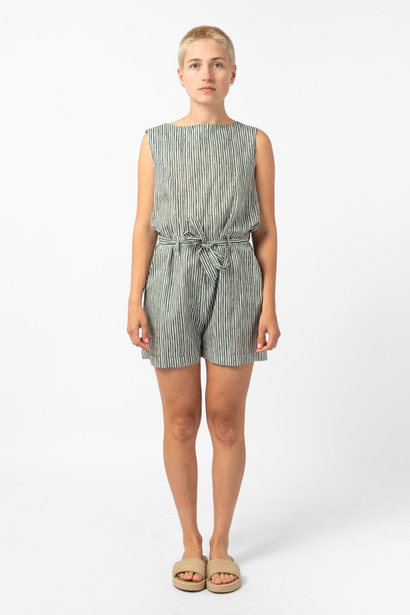 NNIstudio - PIN Kurzoverall striped - Grün gestreift - XXS - 