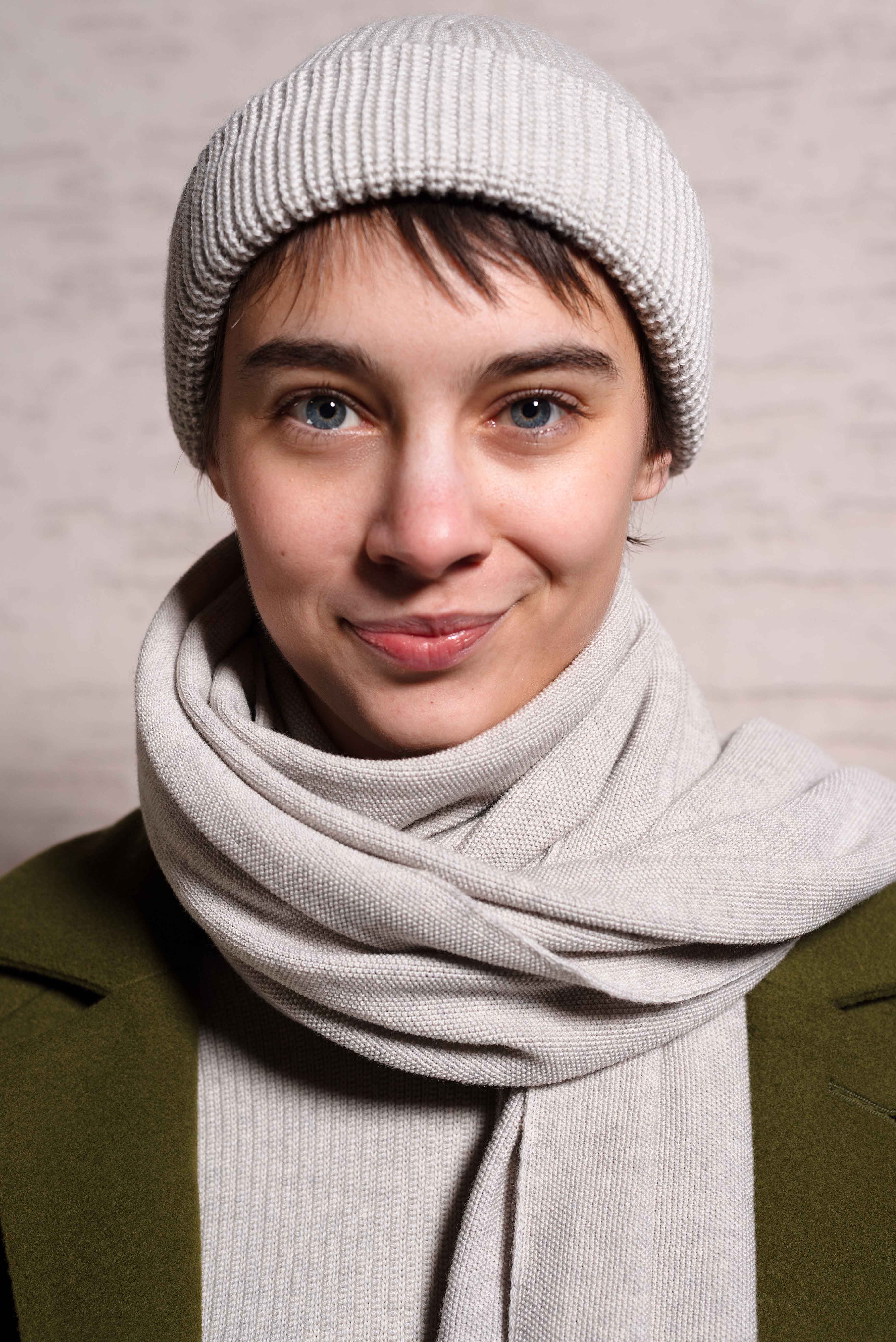 NNIstudio - RICE Stola x CLASSIC Beanie Set - Standard (ca. 20 cm hoch / 19 cm breit) - Lemonade - Birch Melange