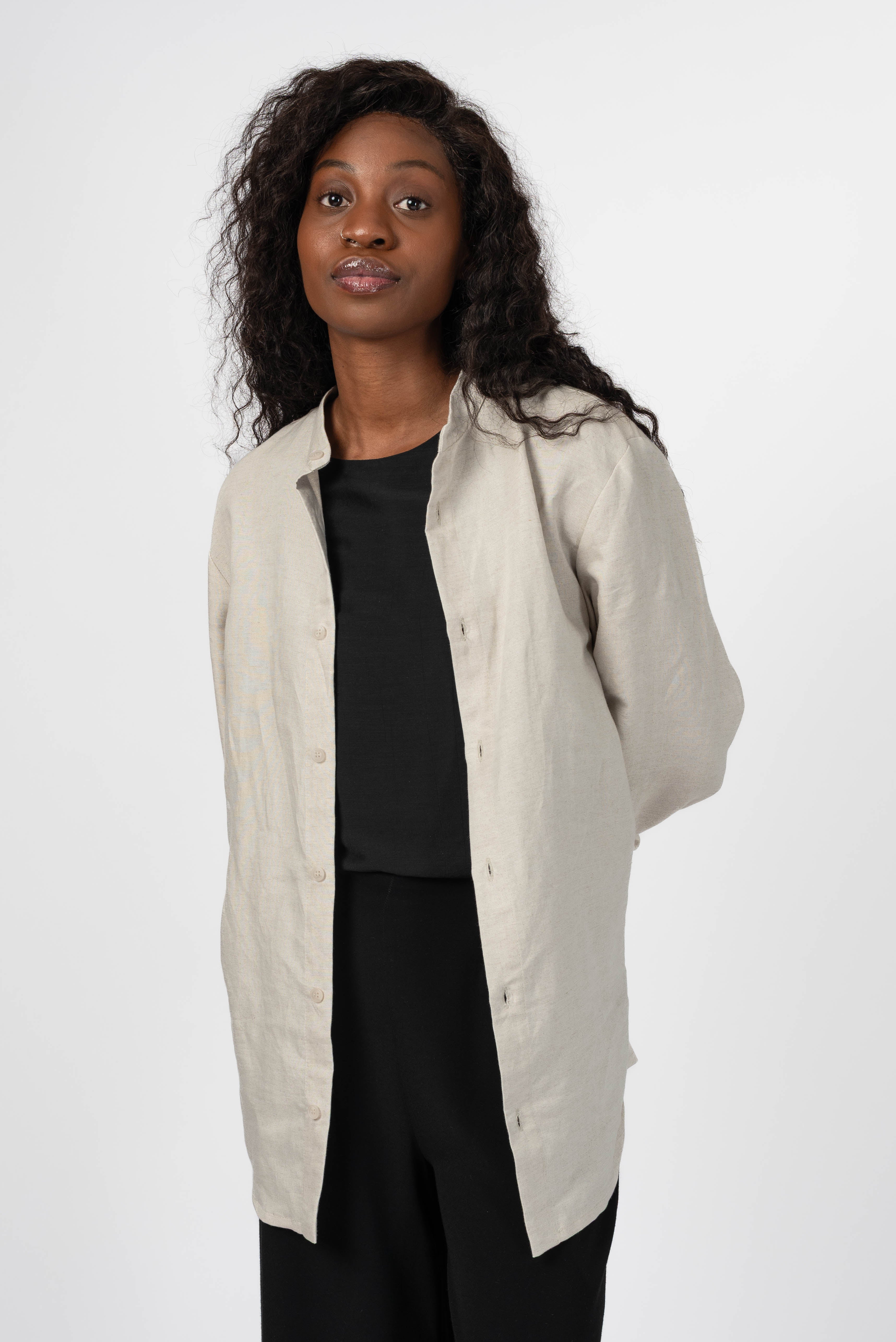 NNIstudio - SLEEK Hemd 2.0 Unisex Leinen - Birch White - XS/S - 