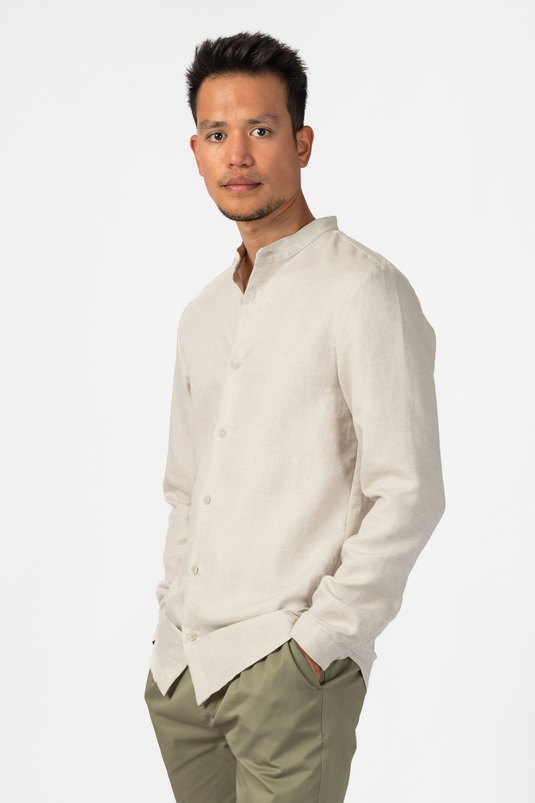 NNIstudio - SLEEK Hemd 2.0 Unisex Leinen - Birch White - XS/S - 