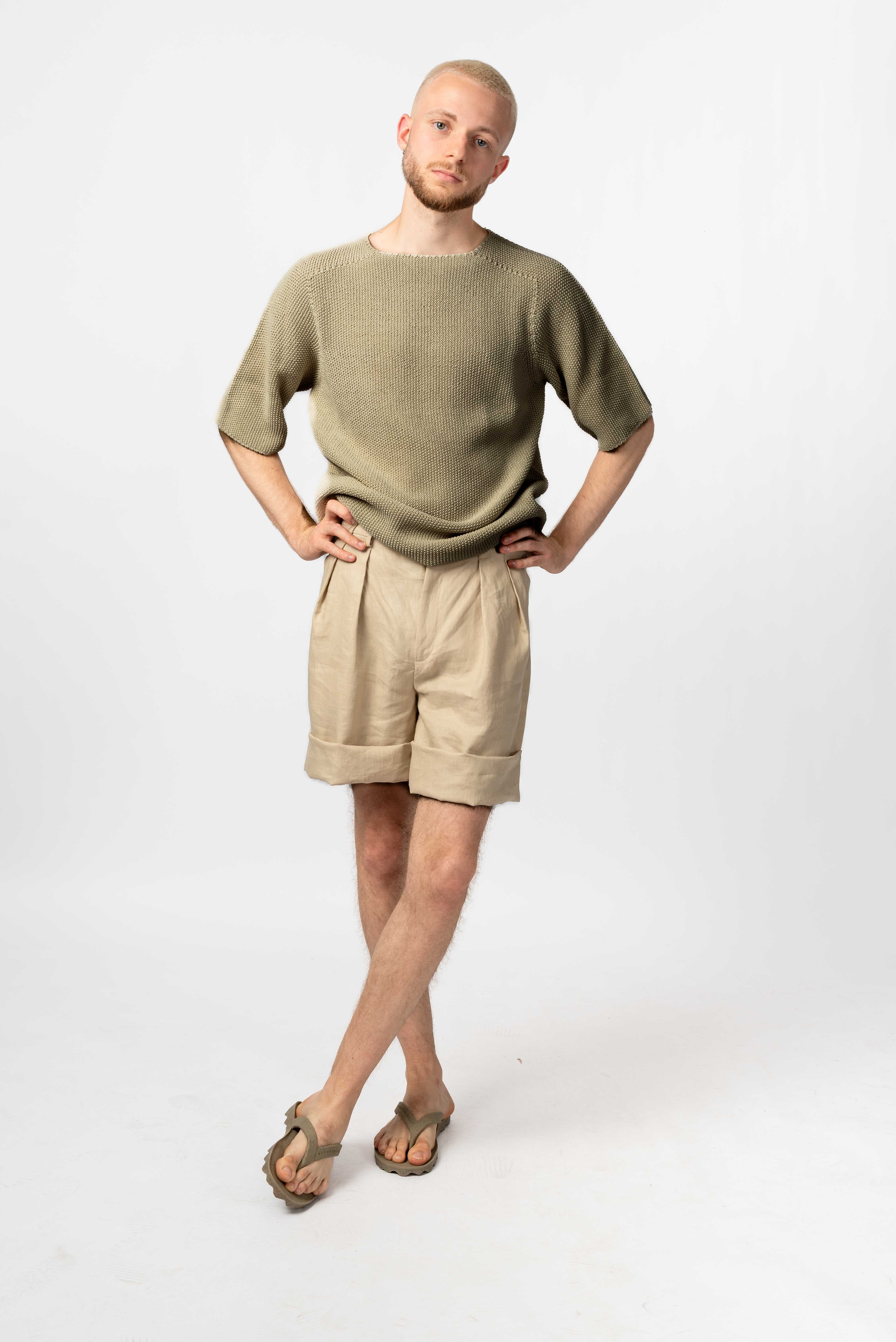 NNIstudio - SPAZIO Leinen - Shorts Unisex - Sand - XS - 