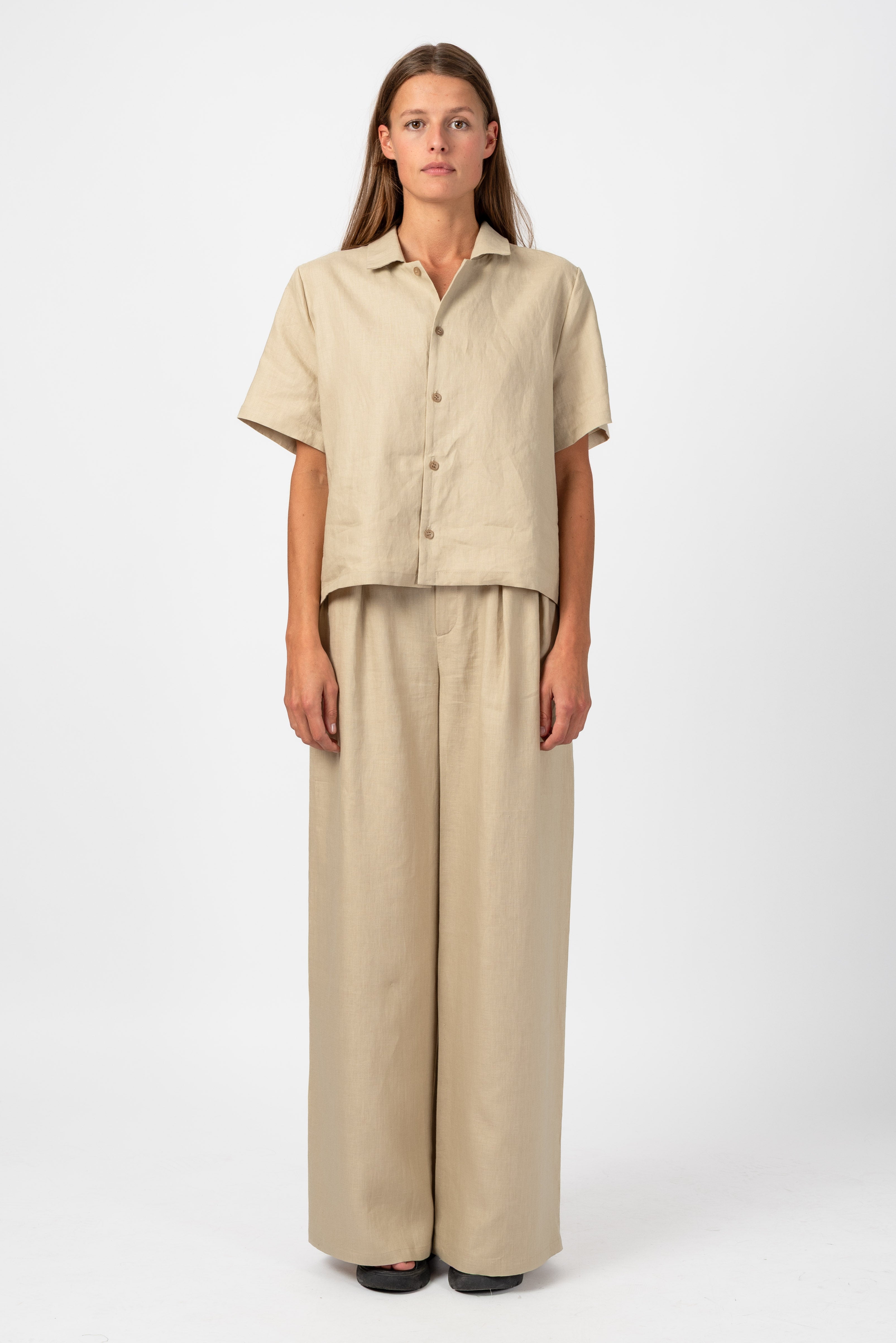 NNIstudio - SPAZIO Leinenhose Unisex - Sand - XS - 
