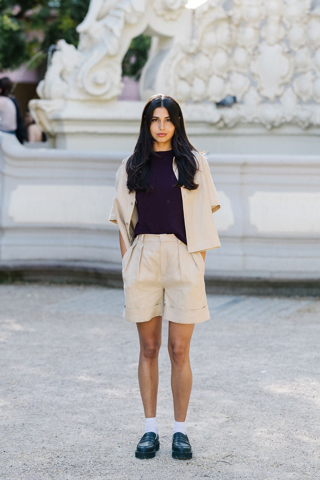 NNIstudio - SPAZIO Shorts Leinen - Boulder Beige - XS - 