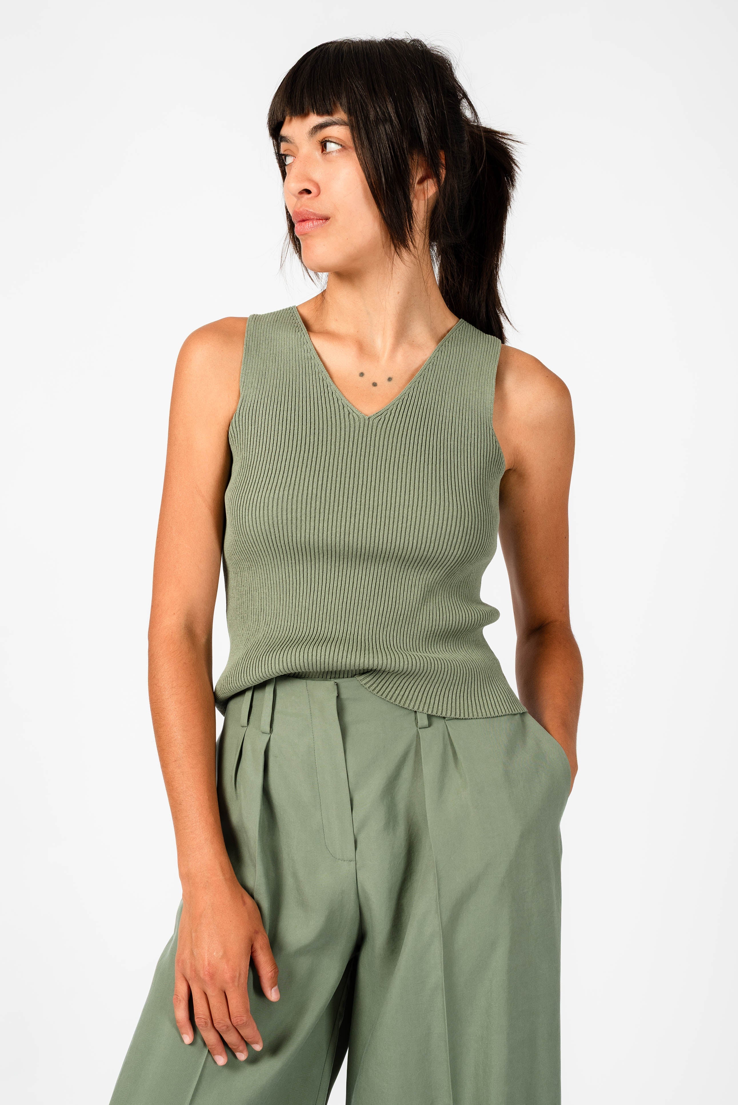 NNIstudio - W Strick-Top - Sage Green - XS -
